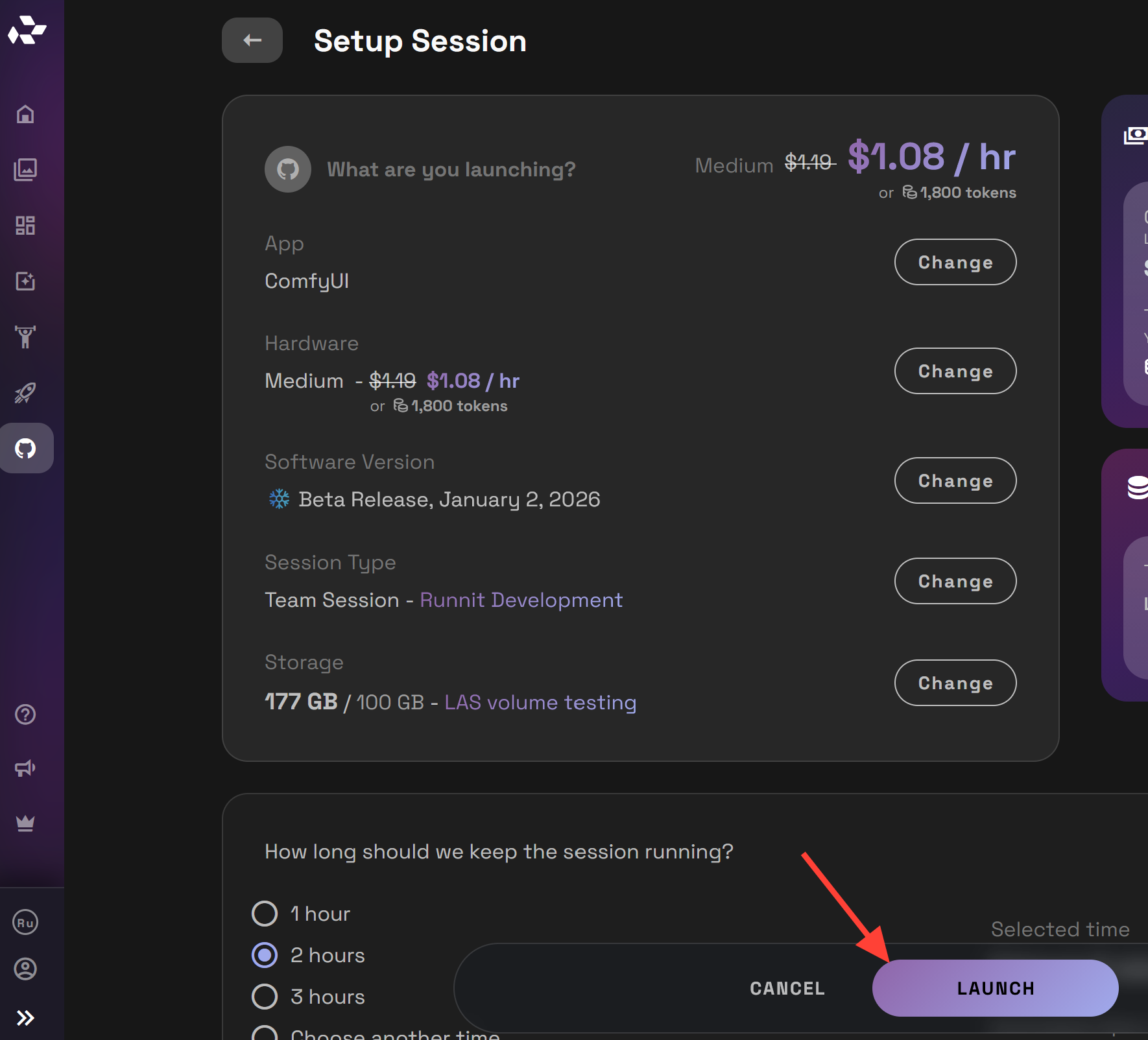 Screenshot showing 626w" sizes="(min-width: 720px) 720px"> Launch a server using your preferred hardware configuration