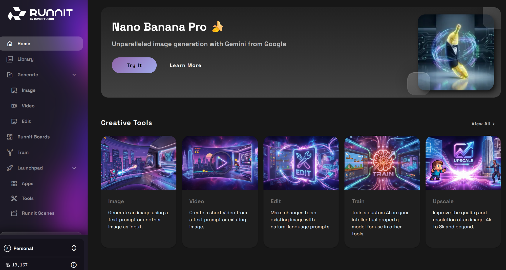 Screenshot showing ffusion Go to the RunDiffusion Runnit Platform