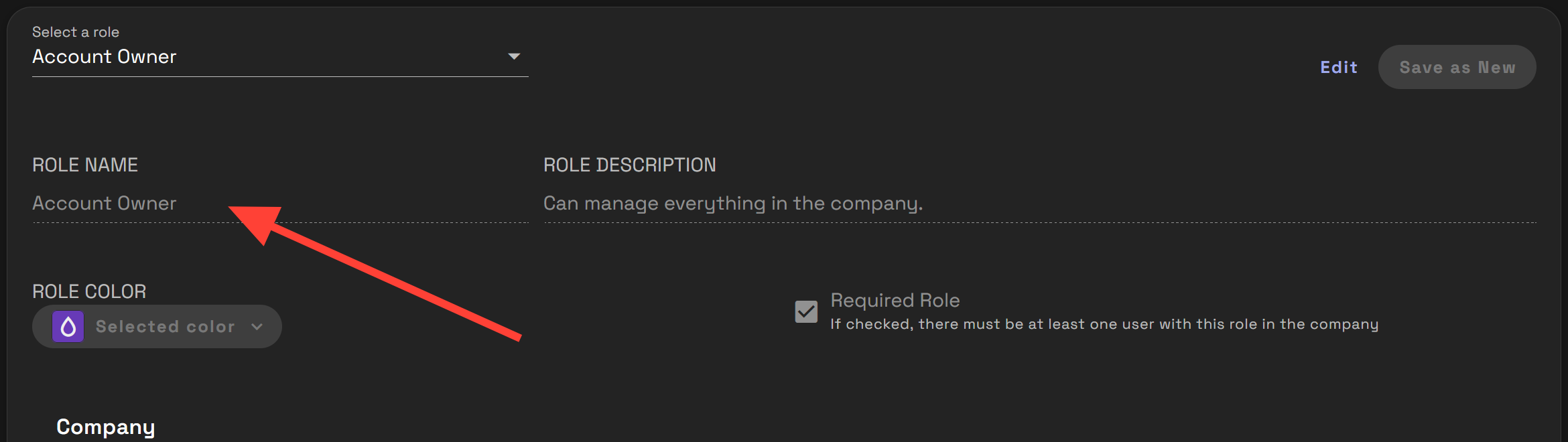 Role Name screenshot