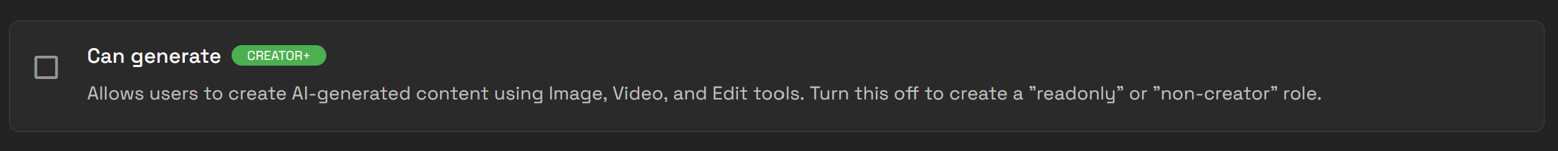 Can generate permission in Generation Tools permissions.