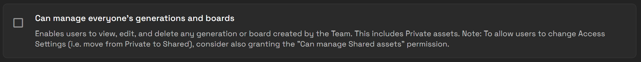 Can manage everyone's generations and boards permission in Generation Tools permissions.