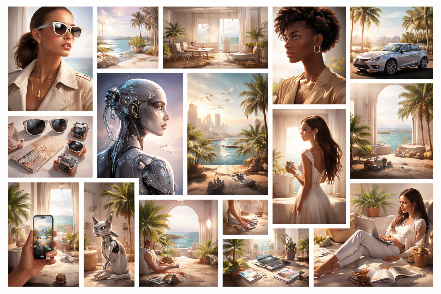 Board of AI-generated creative concepts made with ChatGPT 1.5 Image