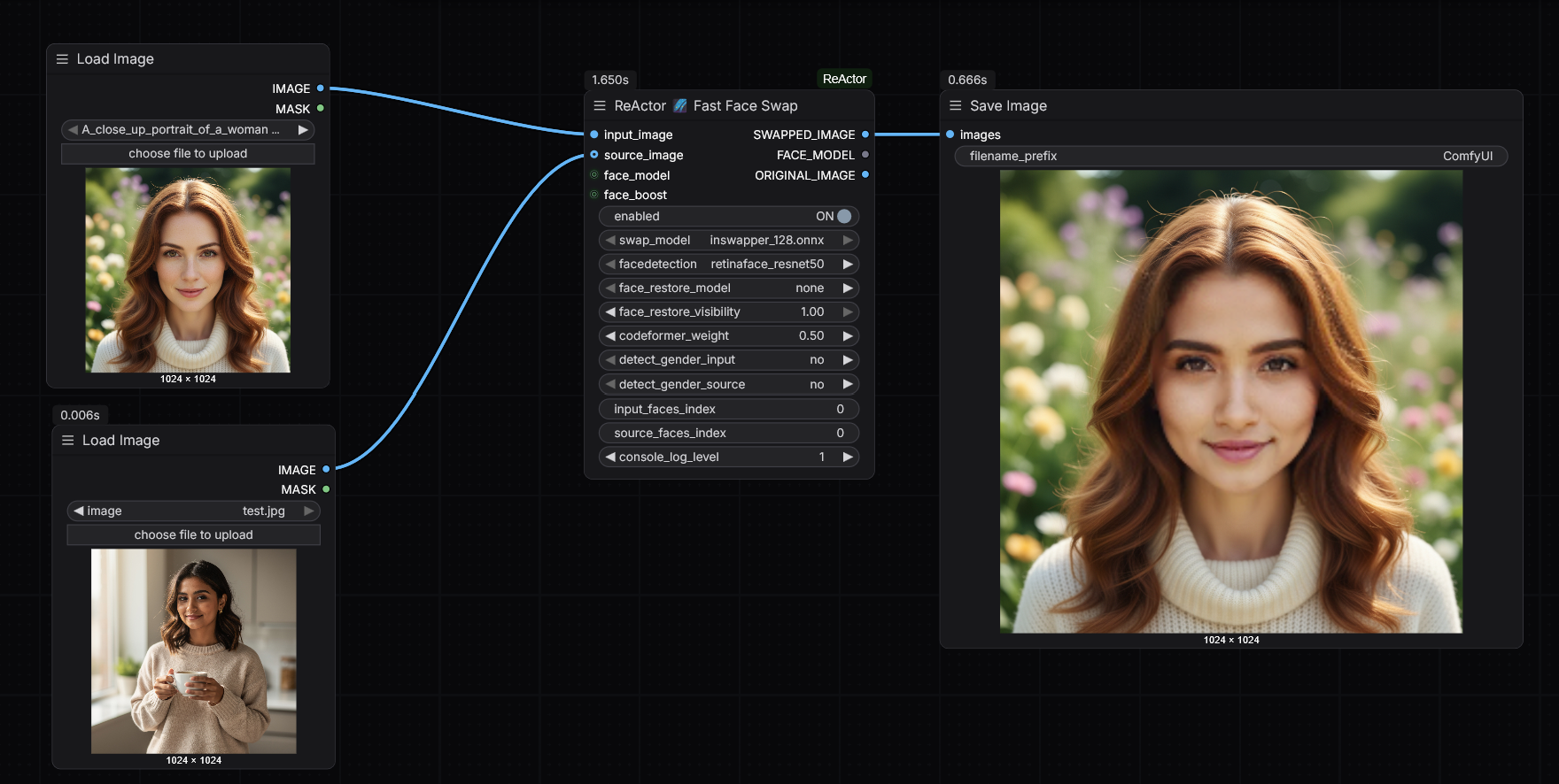 Screenshot showing images to improve fidelity as well as attach your favorite upscale workflow