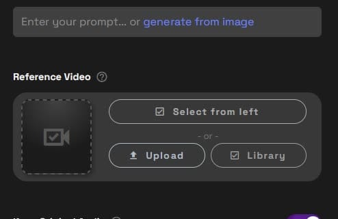 Reference Video upload area in Kling O3 Std Ref. Vid to Vid