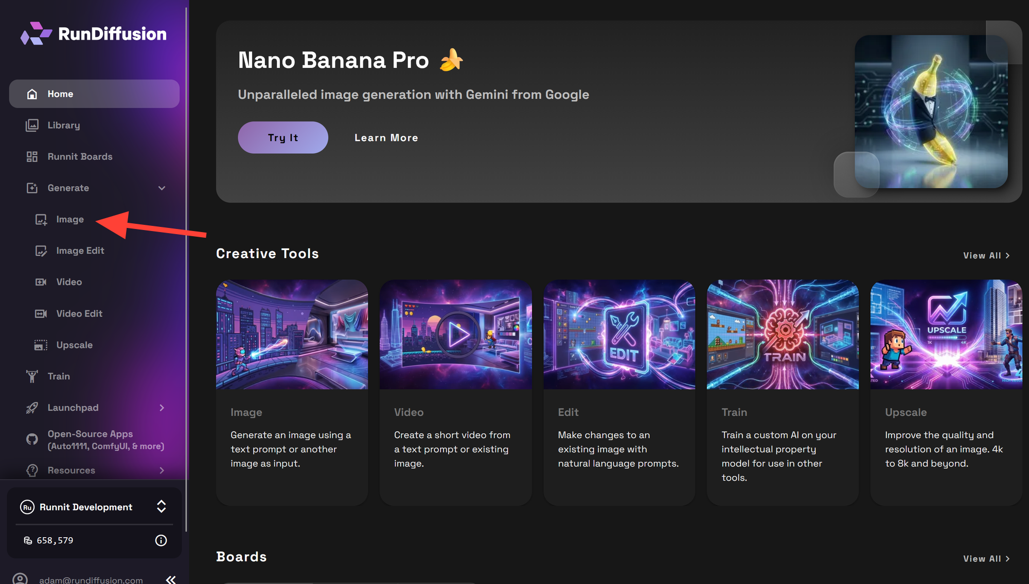 RunDiffusion select Image step 3