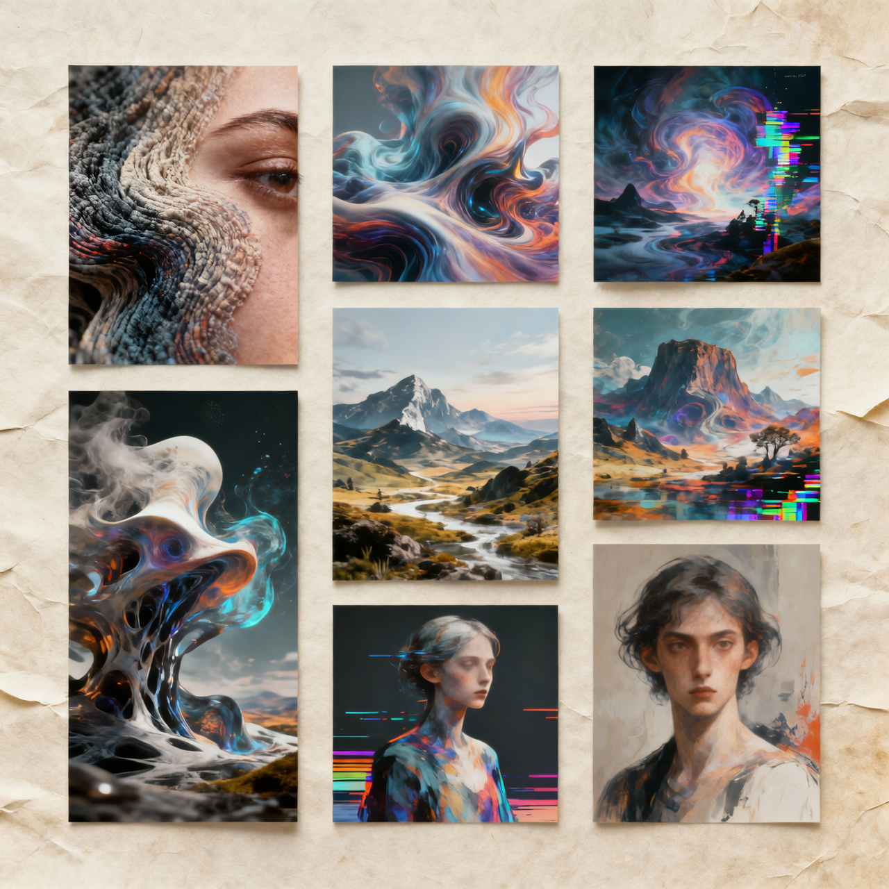 Creative concept board of AI-generated imagery made with Wan 2.5 Image