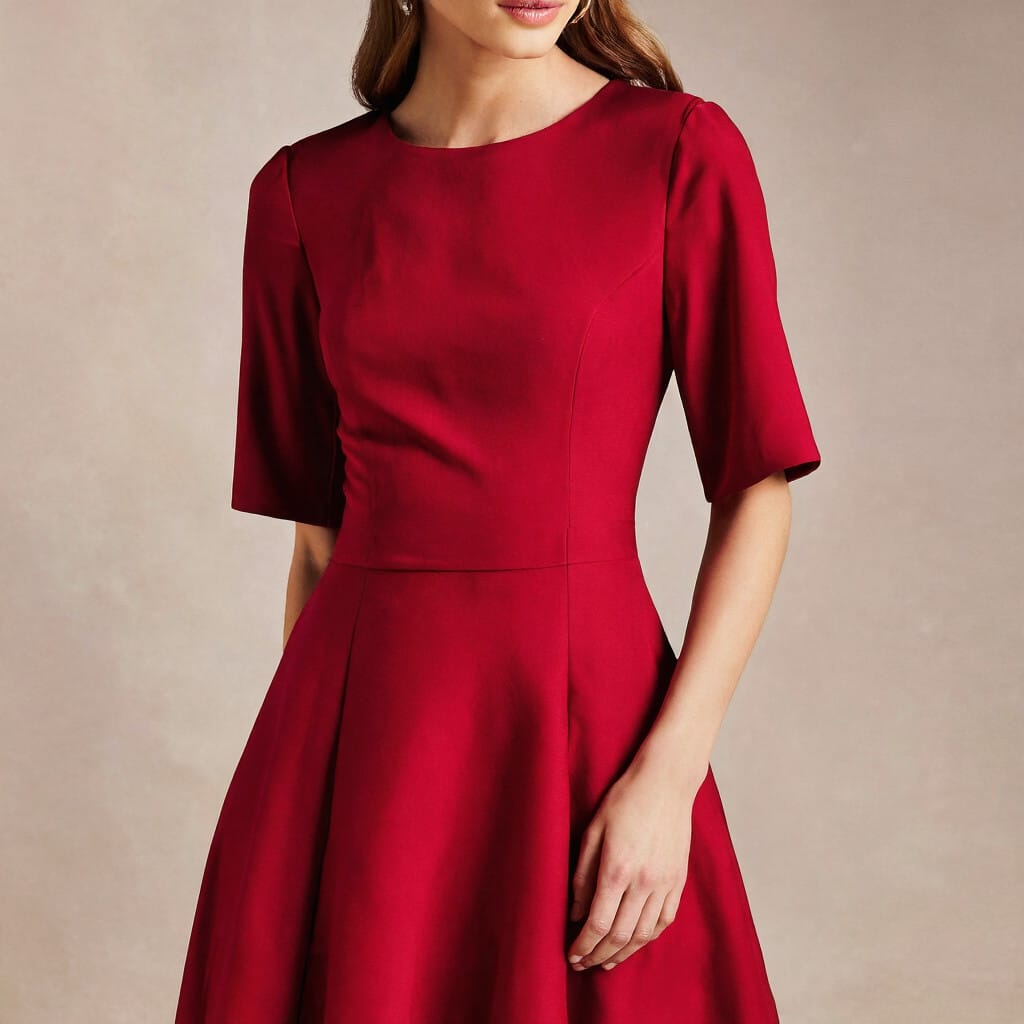 Specific color decision example for deep red dress