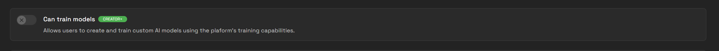 Can train models permission in Generation Tools permissions.