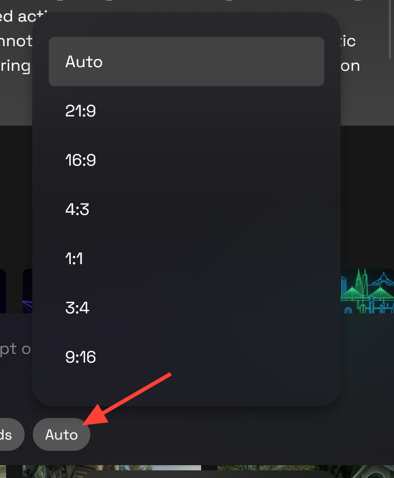 RunDiffusion Seedance 2.0 resolution menu opened from the Auto setting to change output resolution.