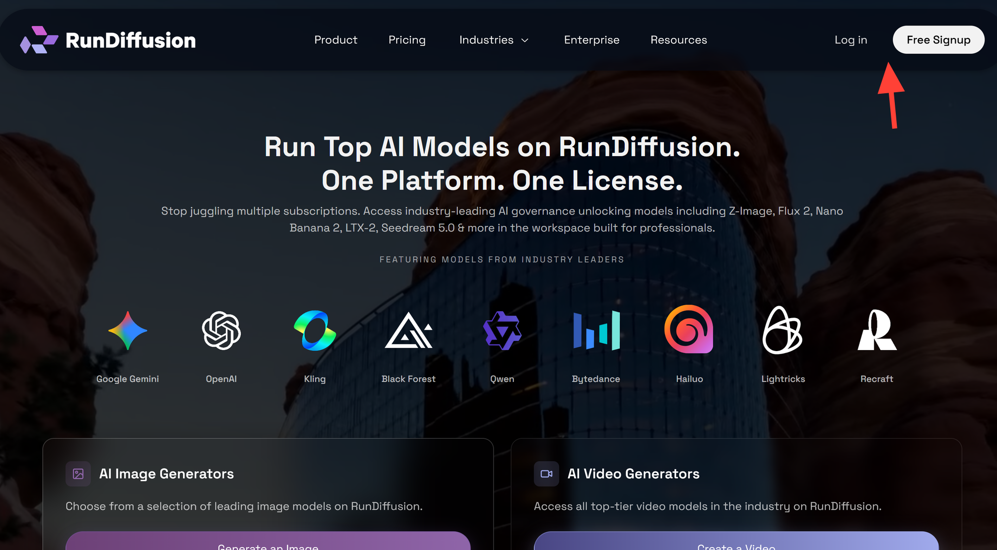 RunDiffusion homepage
