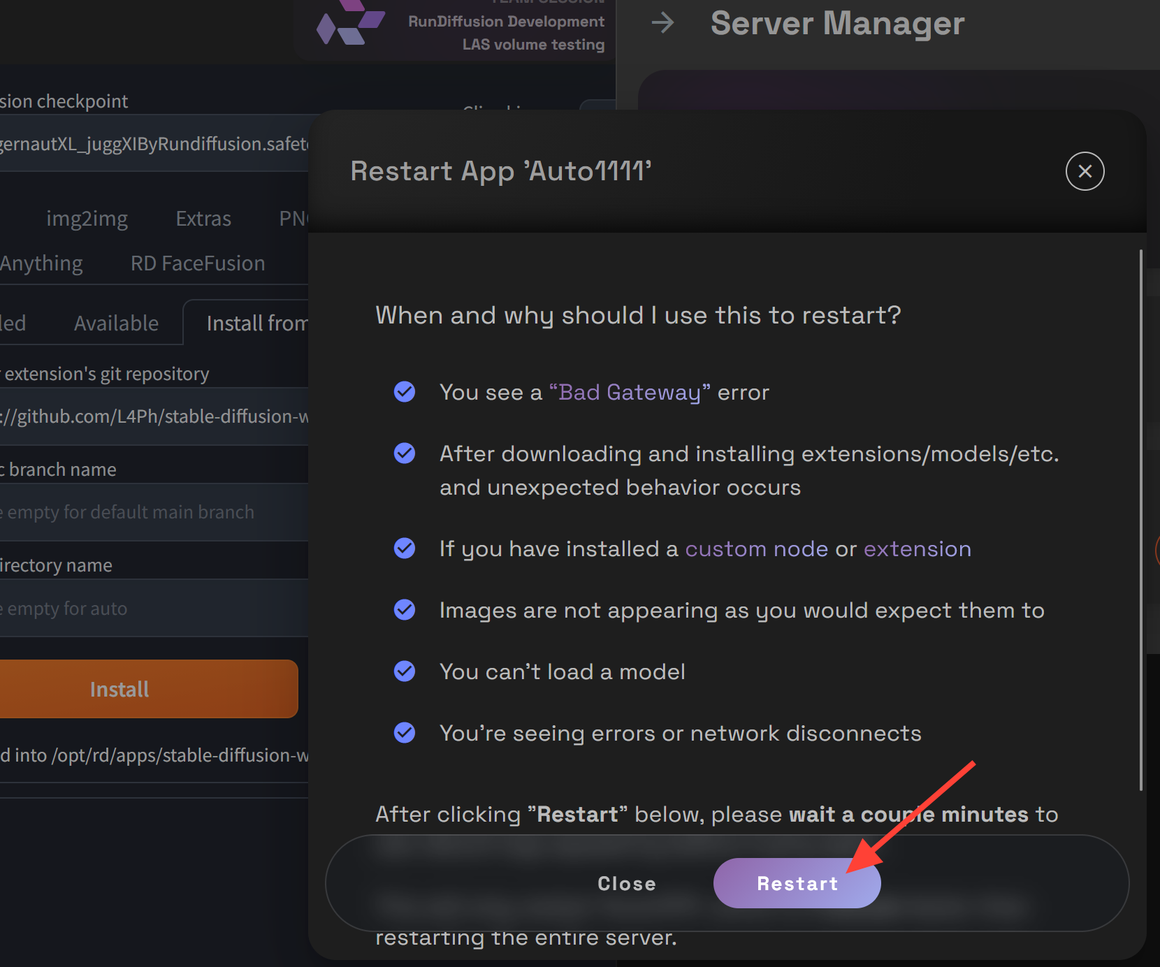 Automatic1111 reopening after restart