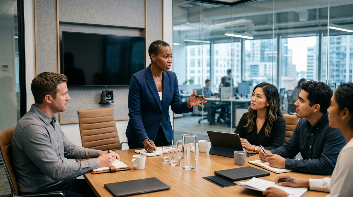 Business leader discussing single sign-on and enterprise security planning