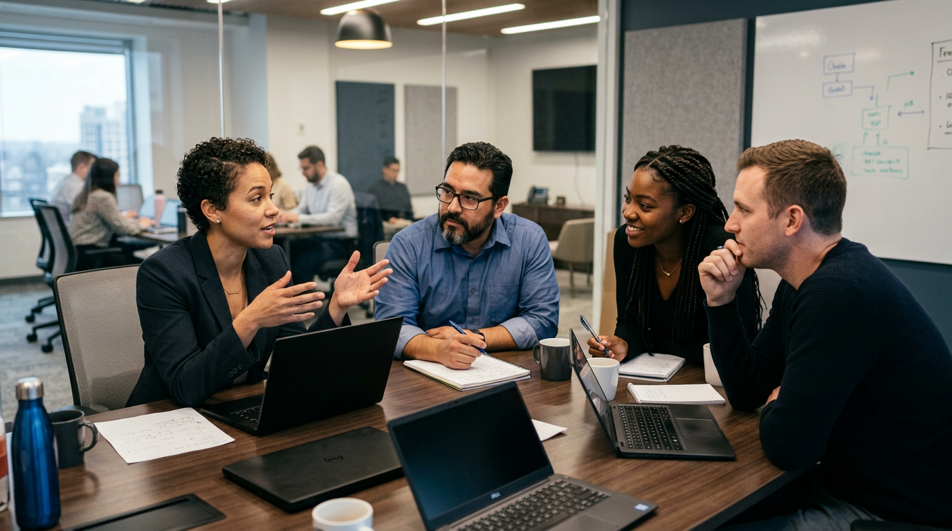 Enterprise IT team collaborating on onboarding, access control, and user provisioning