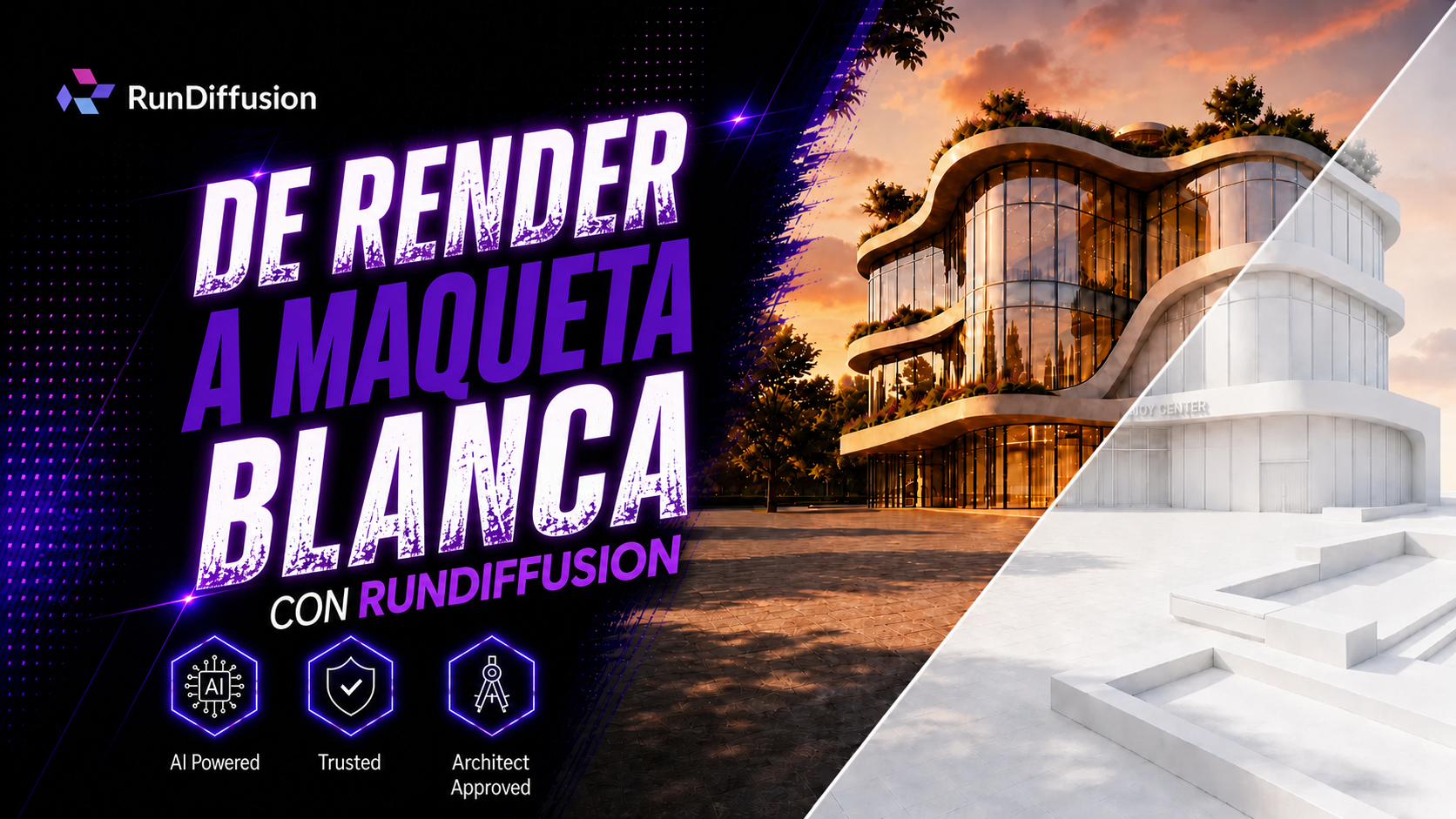 De render a maqueta blanca con RunDiffusion