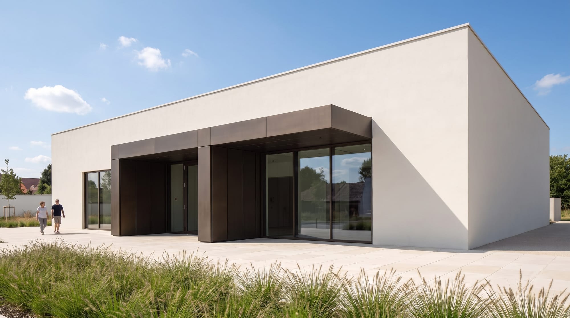 Image 1 showing the pavilion in clear late morning sunlight with crisp directional shadows.