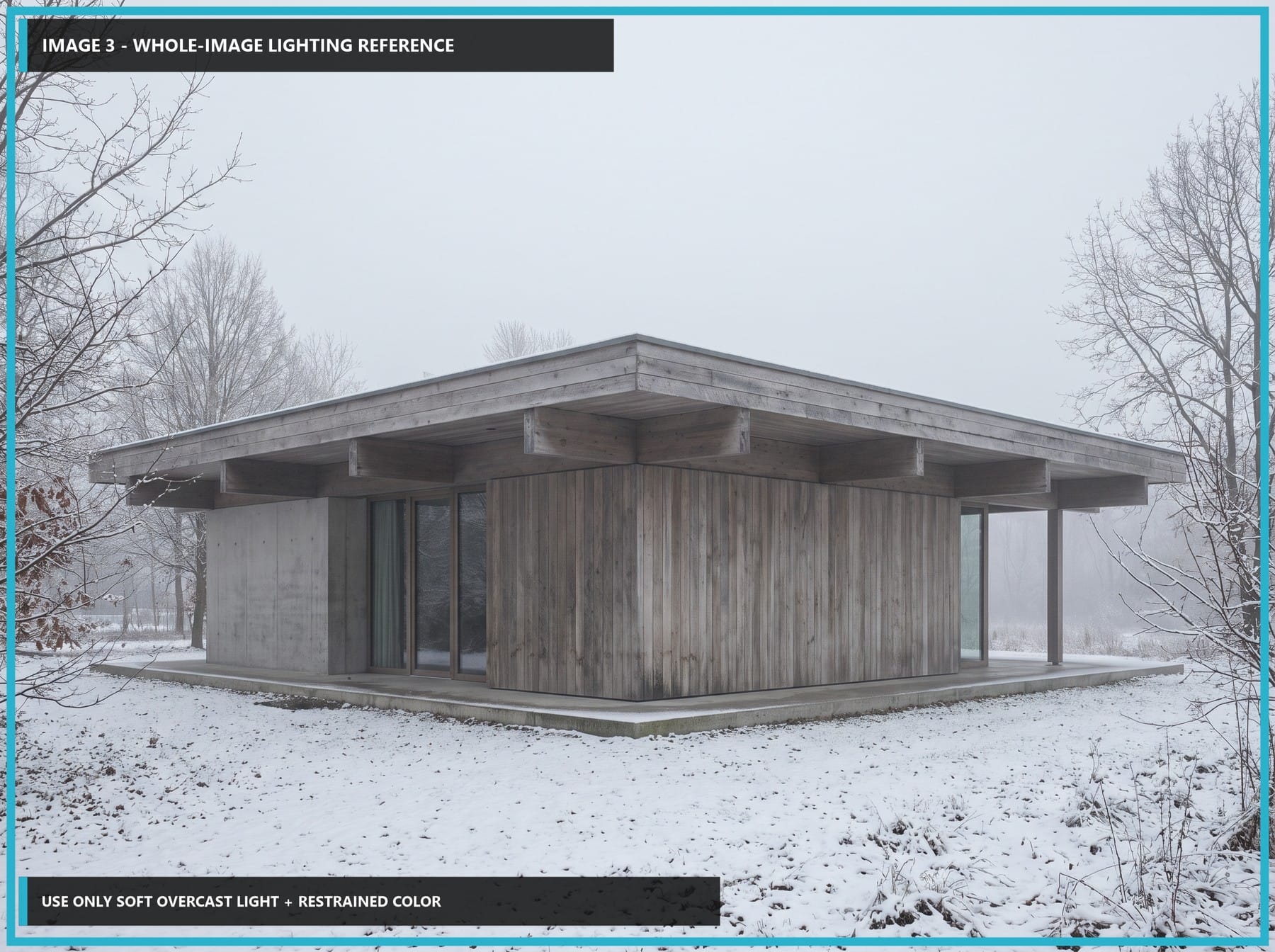 Image 3, a winter exterior used as a whole-image reference for soft overcast lighting and restrained color.