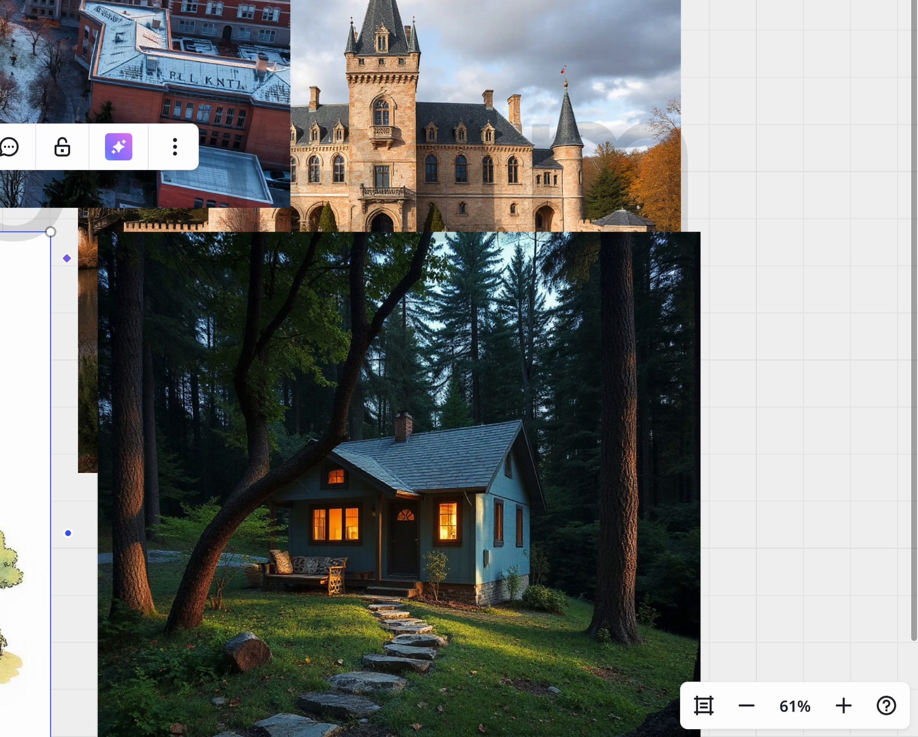 Final image-to-image result displayed on a Miro board with the RunDiffusion library open