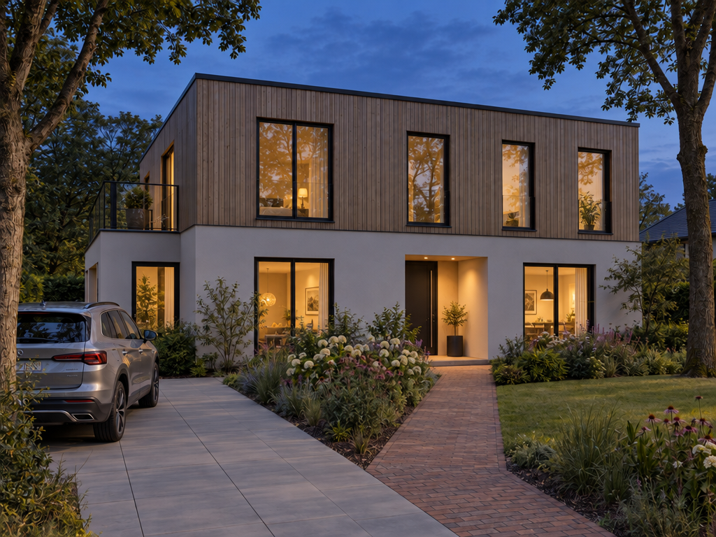 Edited result: Blue-hour exterior