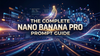 The Complete Nano Banana Pro Prompt Guide graphic with a glowing banana, an AI network, and blue and gold data lines.