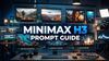 MiniMax H3 Prompt Guide on a video-editing monitor with six cinematic scene examples.