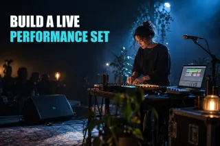 Editorial cover for Build an Ableton Live Performance Set: Scenes, Backing Tracks, Clicks, and Cues, created with GPT Image 2.5 Sunburst