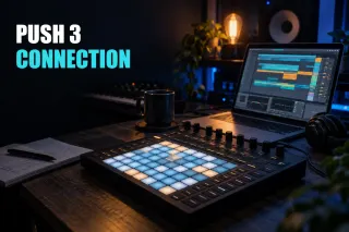 Music studio with equipment for working in Ableton Live