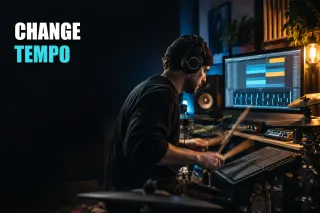 Music studio with equipment for working in Ableton Live