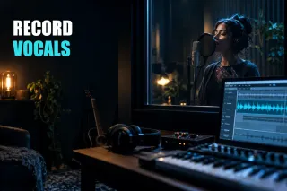 Editorial cover for Record Vocals in Ableton Live 12: Input, Monitoring, Latency, and Levels, created with GPT Image 2.5 Sunburst