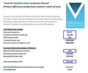 Very simple customer savings/ROI template