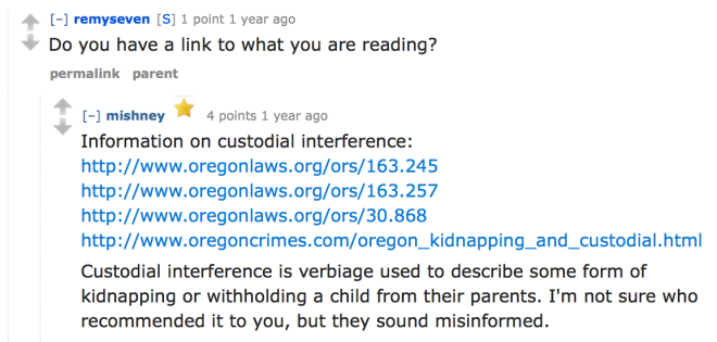 Family law discussion on Reddit