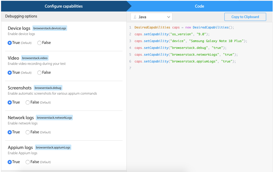 Appium Capabilities Builder