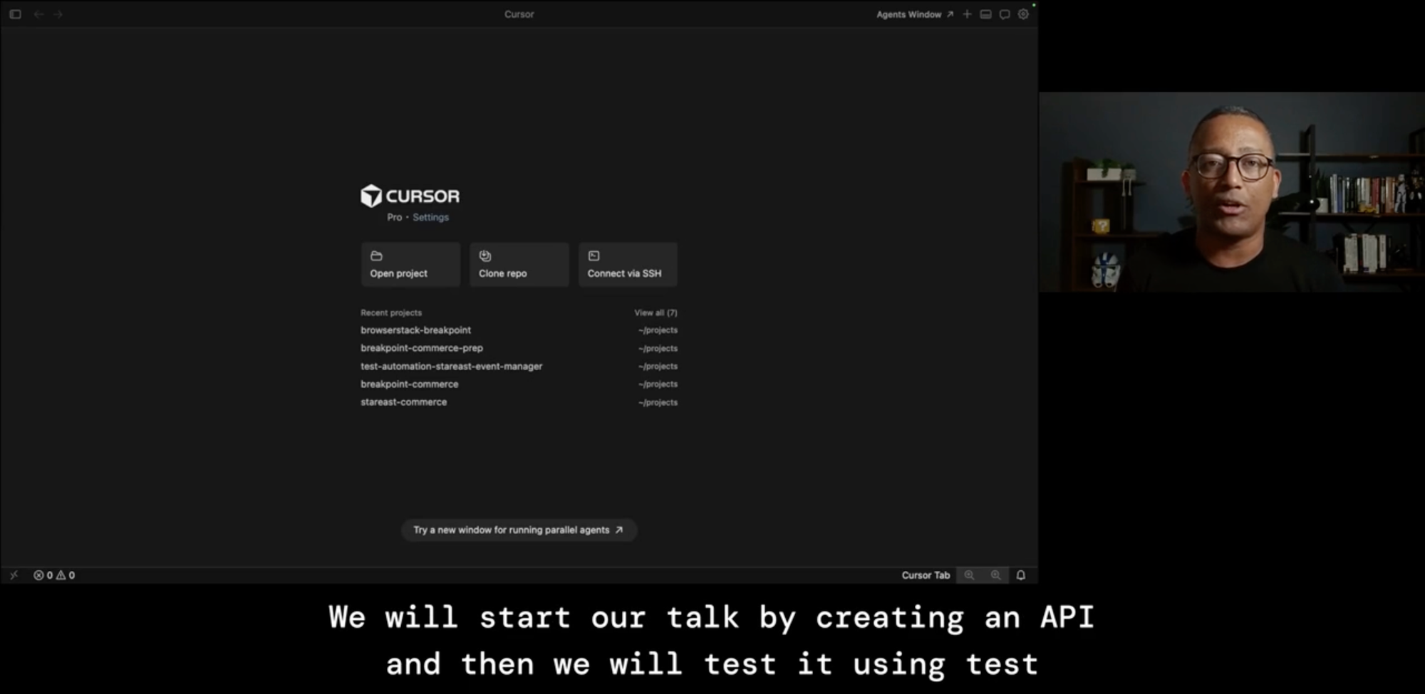 Presentation screenshot showing Julio de Lima, QA Manager at Capco, during a live build session demonstrating API test design, automation, and pipeline deployment using AI code assistants.