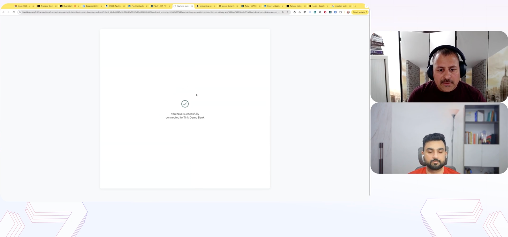 Fireside chat screenshot showing Pramod Yadav, Test and Automation Expert, and Manish Saini, Sr. Lead Developer Advocacy at BrowserStack, discussing quality gates in AI-driven development.