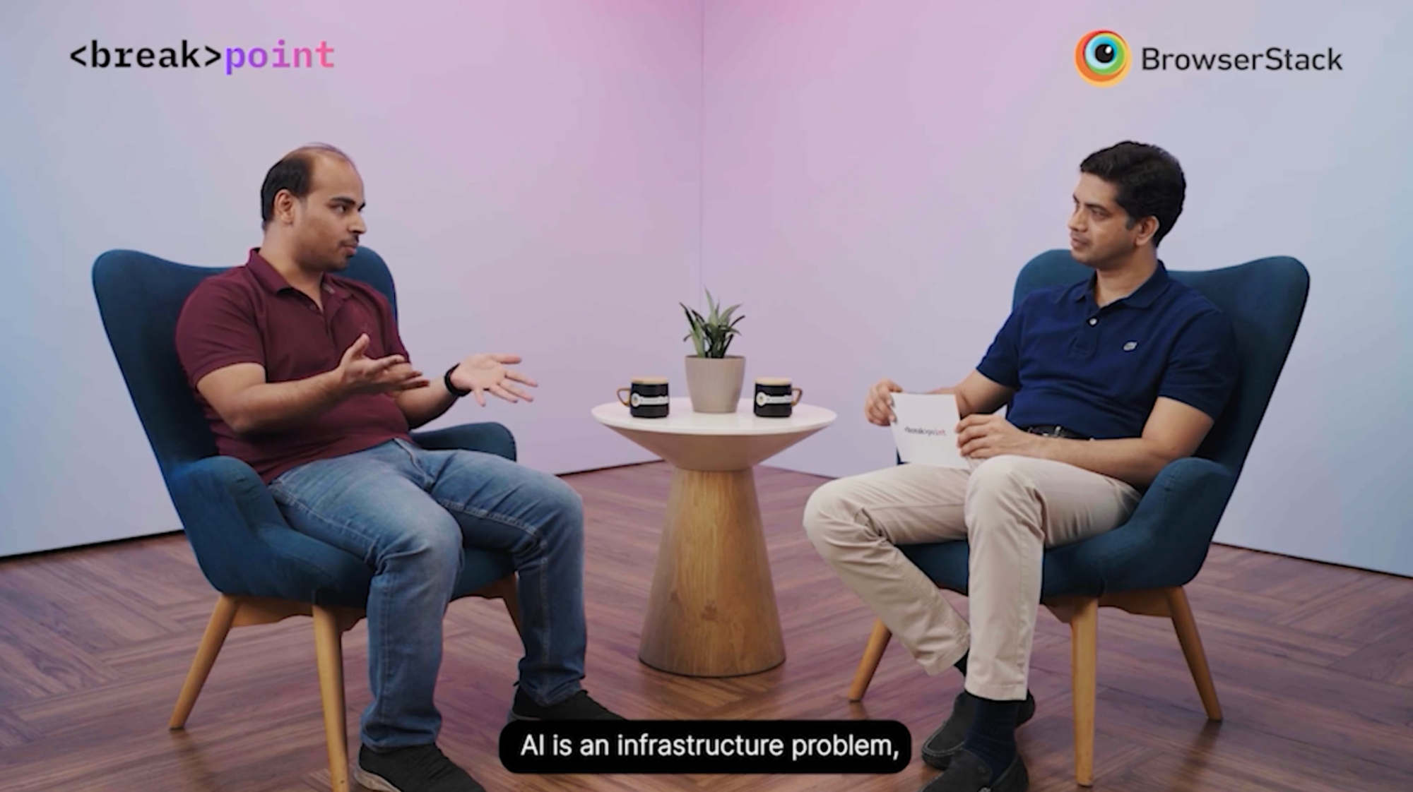 Breakpoint 2026 Day 2 opening keynote screenshot with four BrowserStack product leaders: Kalpesh Doshi, Shashank Jain, Snehal Thakkar, and Bhaven Doshi presenting on enterprise AI testing.