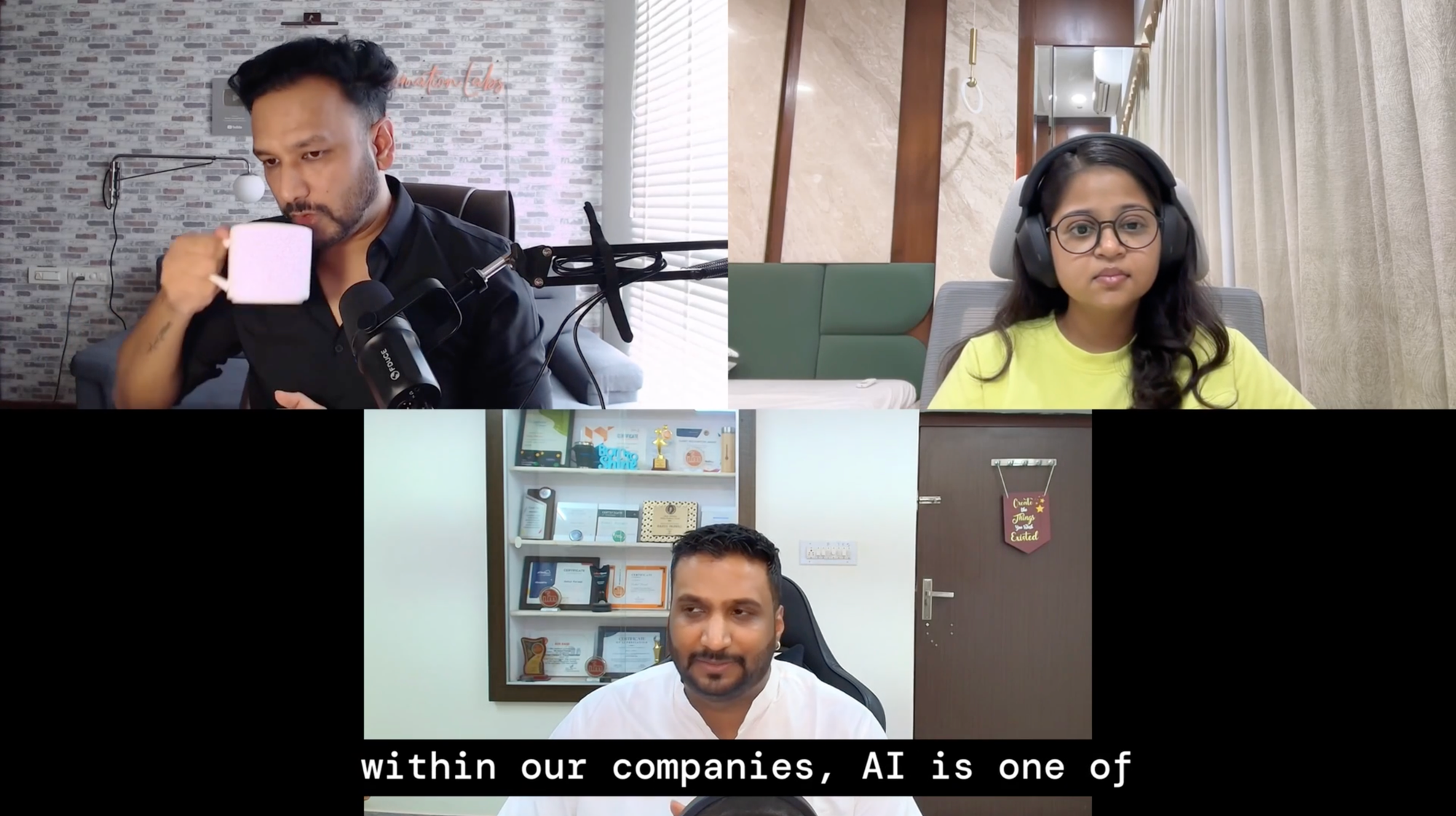 Panel discussion screenshot showing Rahul Parwal, Test Specialist at ifm, Naveen Khunteta, Test Automation Expert at AutomationLabs, and Puja Jagani, Developer Advocate at BrowserStack, debating the future of testing craft versus technical architecture.