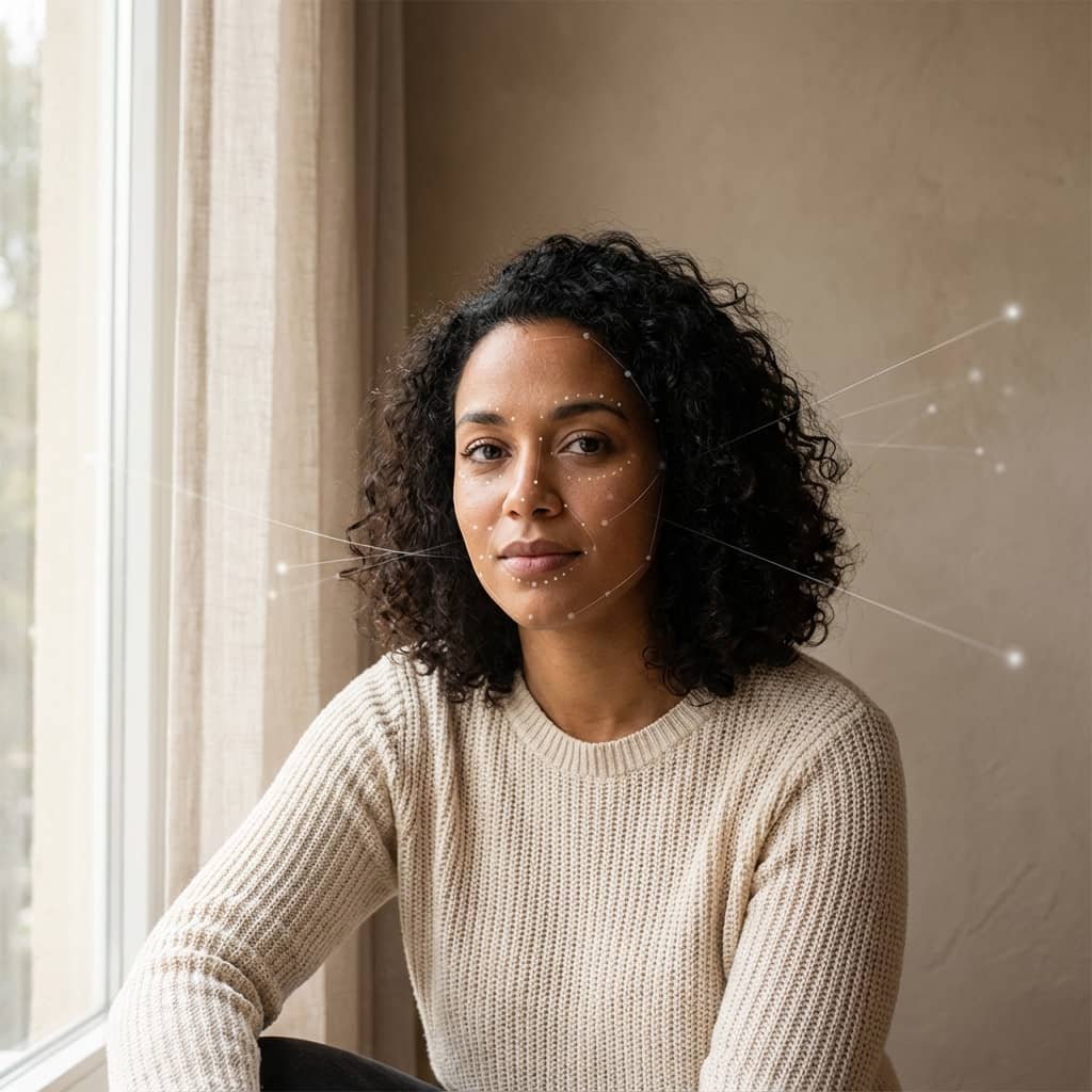 Image focusing on woman's face structures and attraction