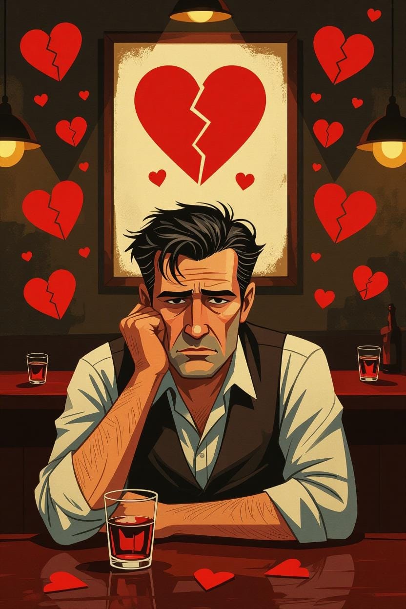 A man distraught because he searched for love in the wrong places