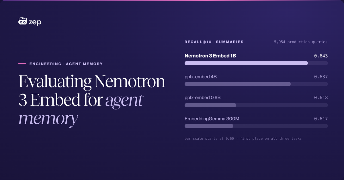 Evaluating Nemotron 3 Embed for agent memory