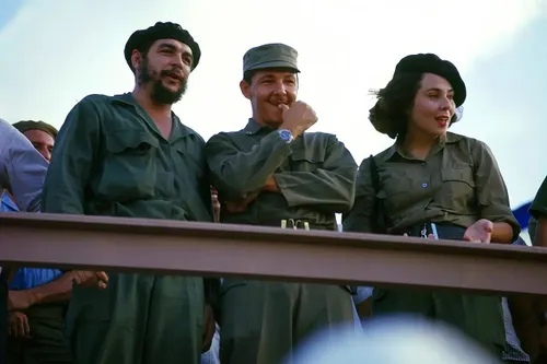 Ernesto Che Guevara, Raúl Castro and Vilma Espín, on July 26, 1964.