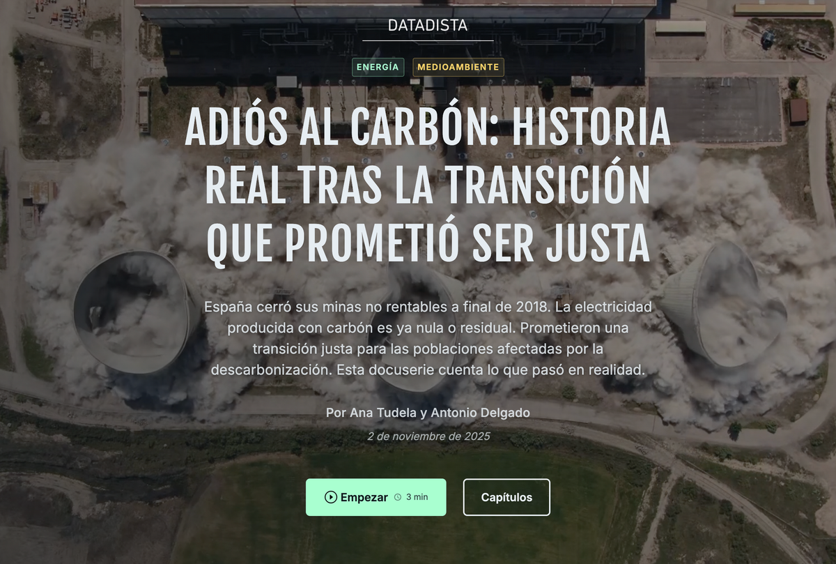 "Adiós al carbón" gana un accésit en los VI premios Vicente Verdú de periodismo e innovación