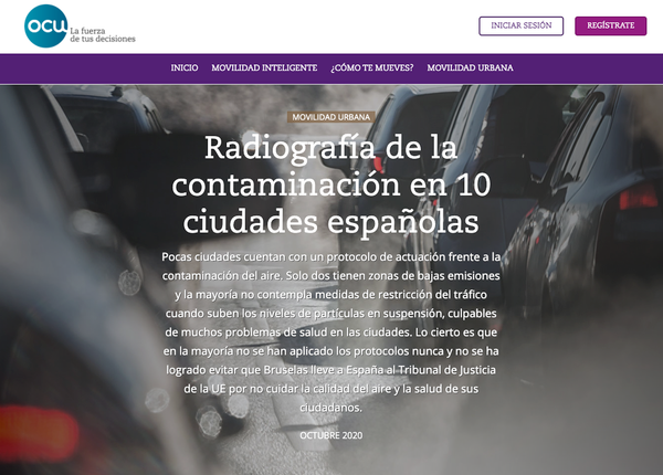 Movilidad Urbana en datos, en colaboración con la OCU