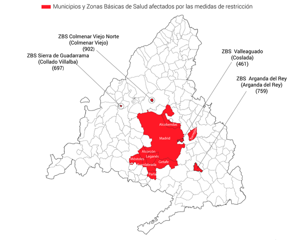 Madrid mantiene las restricciones en cuatro ZBS que quedaban fuera del estado de alarma