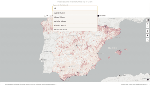 MAPA | La presión de los pisos turísticos en tu barrio, calle a calle
