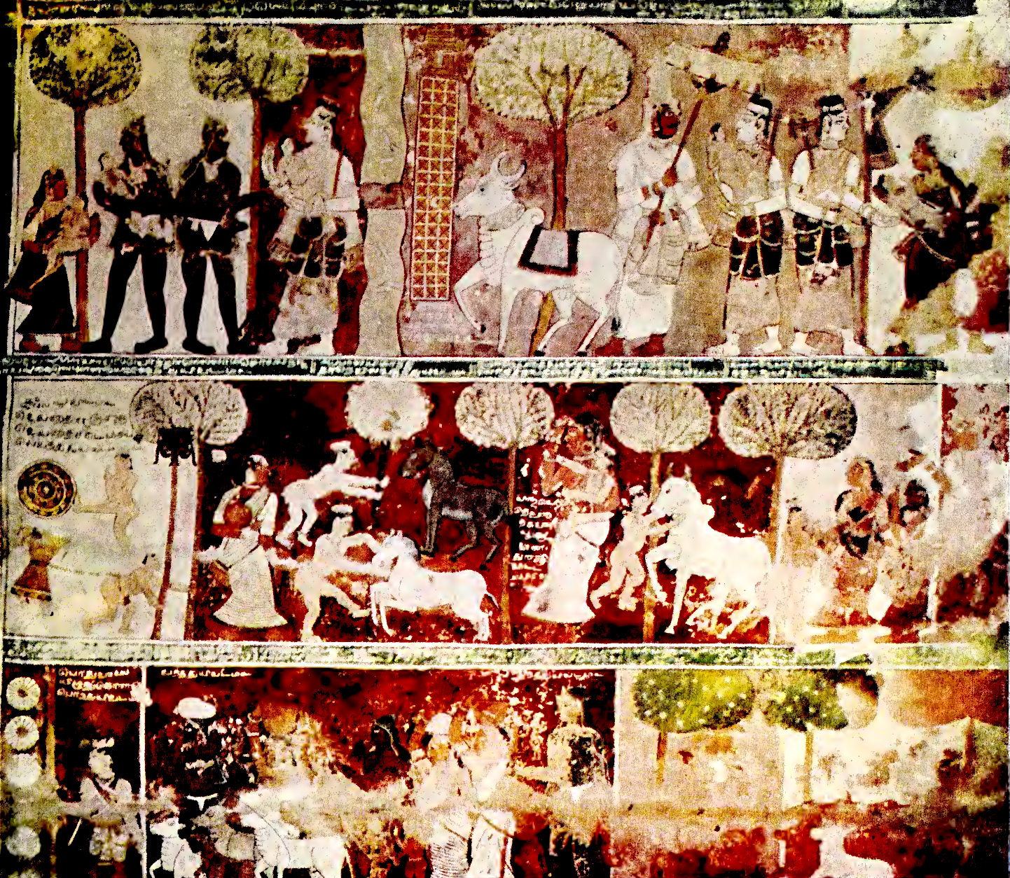 Panel of paintings showing scenes from the Ramayana