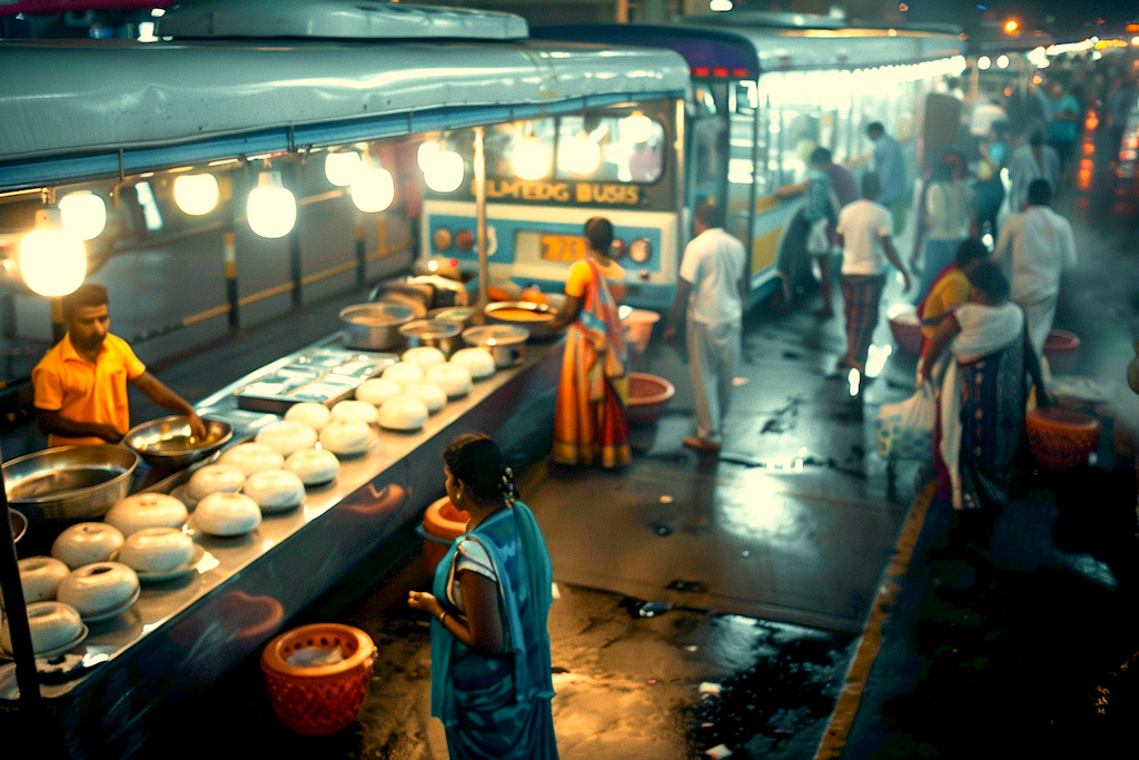 Illustration of a roadside Idly Shop