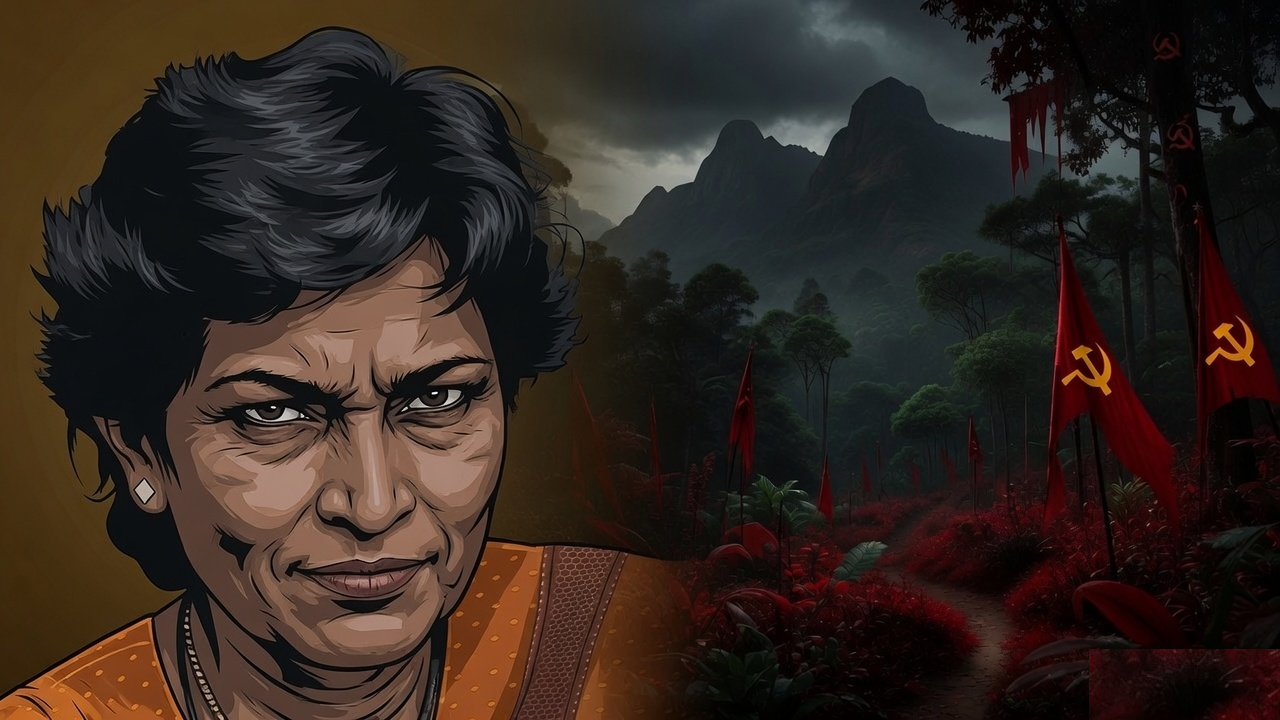 Illustration of Gauri Lankesh in the backdrop of Western Ghats