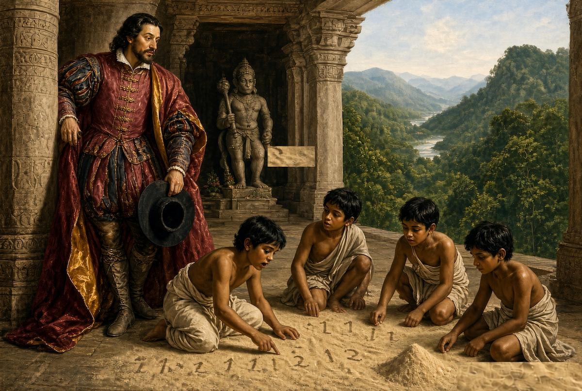 Pietro Della Valle watching Indian children learning arithmetic 