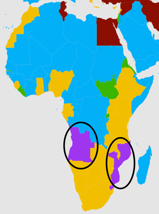 The second most popular language in Angola and Mozambique.