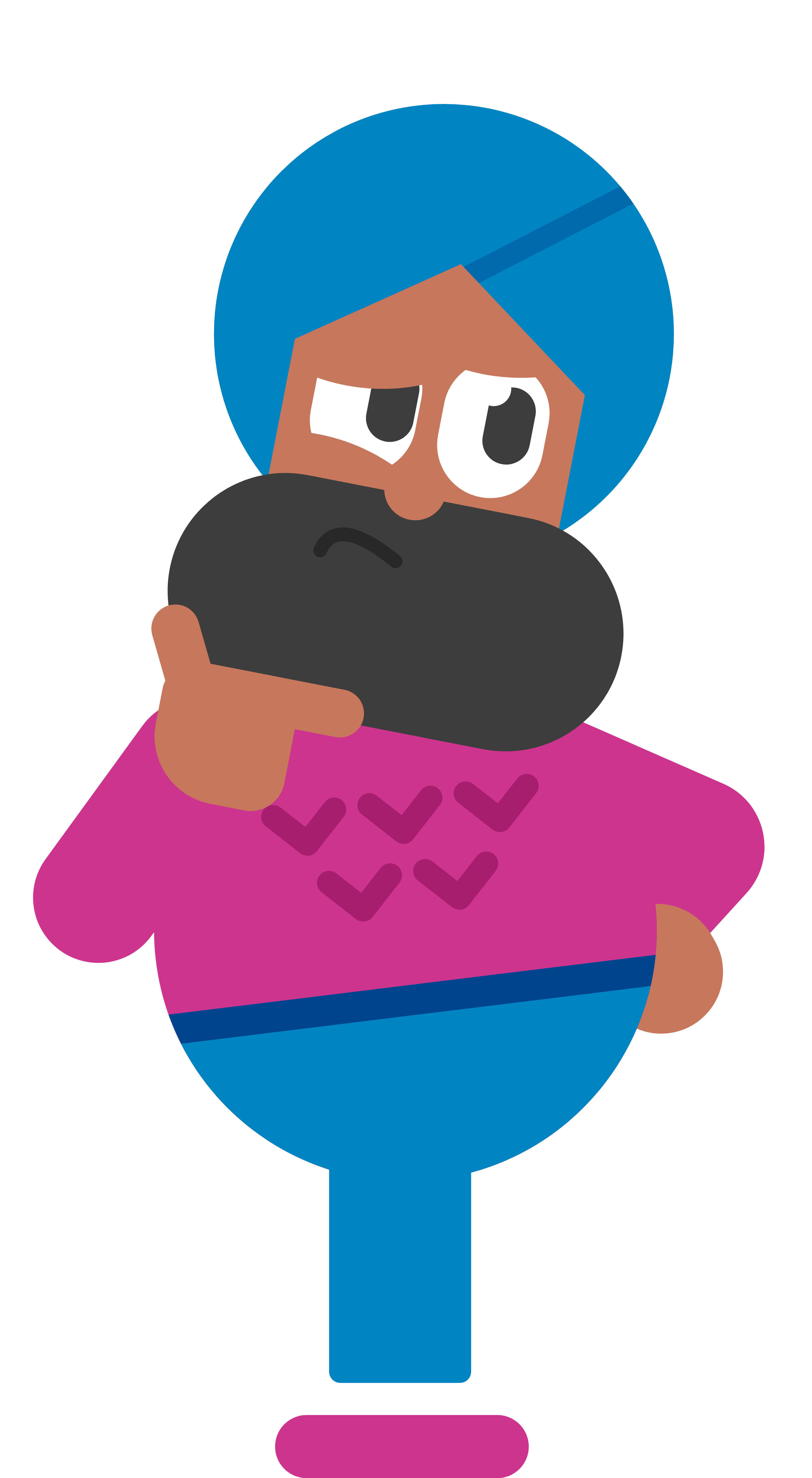 Ilustración de Vikram con mirada escéptica