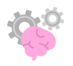 illustration of a brain with gears turning in the background